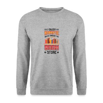 Romantische Spaziergänge Durch Den Buchladen. - Unisex Pullover - Weißgrau meliert - Vorne - Alina (178cm) & Michal (187cm)