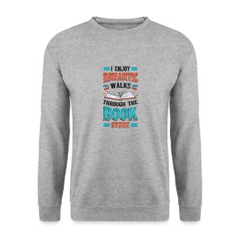 Romantische Spaziergänge Durch Den Buchladen. - Unisex Pullover - Weißgrau meliert - Vorne - Alina (178cm) & Michal (187cm)