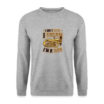 Ich Schnarche Nicht, Ich Träume, Ich Bin Eine Tuba - Unisex Pullover - Weißgrau meliert - Vorne - Alina (178cm) & Michal (187cm)