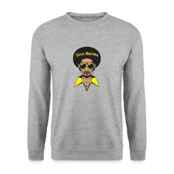 Funk Clothing | Vintage 70er Jahre Kostüm für Soul Musik - Unisex Pullover - Weißgrau meliert - Vorne - Alina (178cm) & Michal (187cm)