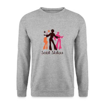 | de vêtements Funk Costume vintage des années 70 pour la musique soul - Sweat-shirt Unisexe - gris chiné - Devant - Alina (178cm) & Michal (187cm)