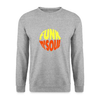 Funk Clothing | Vintage 70er Jahre Kostüm für Soul Musik - Unisex Pullover - Weißgrau meliert - Vorne - Alina (178cm) & Michal (187cm)