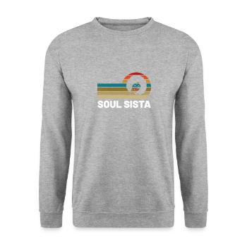 Funk Clothing | Vintage 70er Jahre Kostüm für Soul Musik - Unisex Pullover - Weißgrau meliert - Vorne - Alina (178cm) & Michal (187cm)