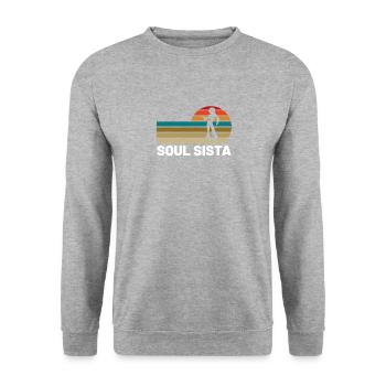 Funk Clothing | Vintage 70er Jahre Kostüm für Soul Musik - Unisex Pullover - Weißgrau meliert - Vorne - Alina (178cm) & Michal (187cm)