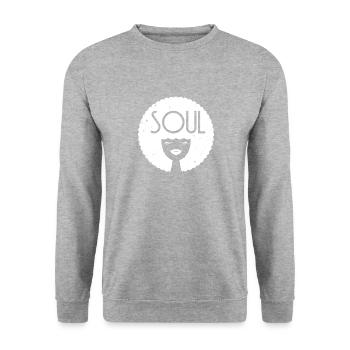 Funk Clothing | Vintage 70er Jahre Kostüm für Soul Musik - Unisex Pullover - Weißgrau meliert - Vorne - Alina (178cm) & Michal (187cm)