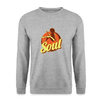 Funk Clothing | Vintage 70er Jahre Kostüm für Soul Musik - Unisex Pullover - Weißgrau meliert - Vorne - Alina (178cm) & Michal (187cm)