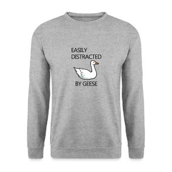 Distracted by Geese Forest Animal Cute Goose - Unisex Sweatshirt - salt & pepper - Front - Alina (178cm) & Michal (187cm)