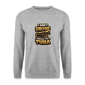 Ich Schnarche Nicht, Ich Träume, Ich Bin Eine Tuba - Unisex Pullover - Weißgrau meliert - Vorne - Alina (178cm) & Michal (187cm)
