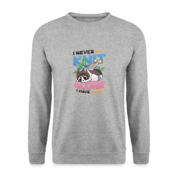 Je ne tricote jamais seule, j’ai des chats - Sweat-shirt Unisexe - gris chiné - Devant - Alina (178cm) & Michal (187cm)