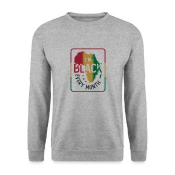 Ich Bin Schwarz Jeden Monat Schwarze Geschichte - Unisex Pullover - Weißgrau meliert - Vorne - Alina (178cm) & Michal (187cm)