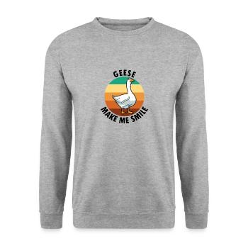 Oies, oiseaux, faune, animal mignon, oie - Sweat-shirt Unisexe - gris chiné - Devant - Alina (178cm) & Michal (187cm)