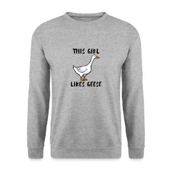 Une fille aime les oies, mignon animal sauvage, - Sweat-shirt Unisexe - gris chiné - Devant - Alina (178cm) & Michal (187cm)