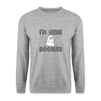 Je suis juste là pour le costume de fantôme drôle de Boobies - Sweat-shirt Unisexe - gris chiné - Devant - Alina (178cm) & Michal (187cm)