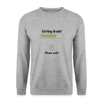 Getting drunk please wait - Unisex Pullover - Weißgrau meliert - Vorne - Alina (178cm) & Michal (187cm)