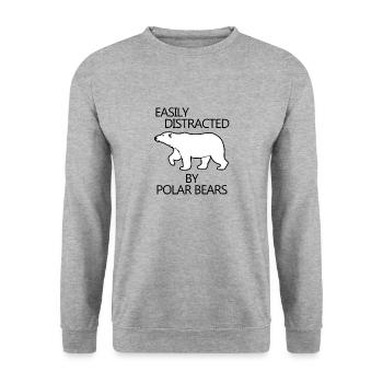 Abgelenkt von der Eisbären-Expedition Arctic - Unisex Pullover - Weißgrau meliert - Vorne - Alina (178cm) & Michal (187cm)