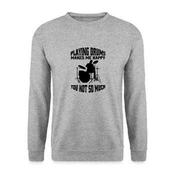 Schlagzeug lustige Schlagzeuger Spruch Musiker - Unisex Pullover - Weißgrau meliert - Vorne - Alina (178cm) & Michal (187cm)