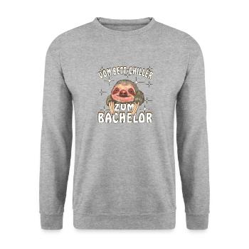 VOM BETT-CHILLER ZUM BACHELOR - Unisex Pullover - Weißgrau meliert - Vorne - Alina (178cm) & Michal (187cm)