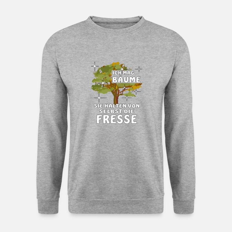 ICH MAG BÄUME - Unisex Pullover - Weißgrau meliert