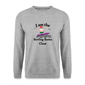 I am the Surfing Santa Claus - Unisex Pullover - Weißgrau meliert - Vorne - Alina (178cm) & Michal (187cm)