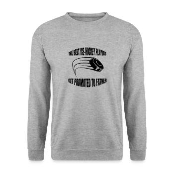 Eishockey Vater Dad Eishockeyteam Wintersport Papa - Unisex Pullover - Weißgrau meliert - Vorne - Alina (178cm) & Michal (187cm)