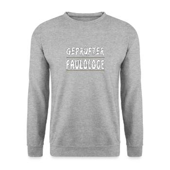 GEPRÜFTER FAULOLOGE - Unisex Pullover - Weißgrau meliert - Vorne - Alina (178cm) & Michal (187cm)