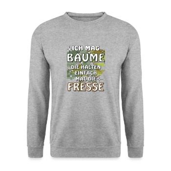 ICH MAG BÄUME - Unisex Pullover - Weißgrau meliert - Vorne - Alina (178cm) & Michal (187cm)