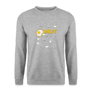 ARZT - Unisex Pullover - Weißgrau meliert - Vorne - Alina (178cm) & Michal (187cm)