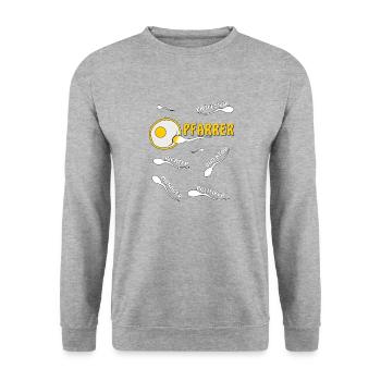PFARRER - Unisex Pullover - Weißgrau meliert - Vorne - Alina (178cm) & Michal (187cm)