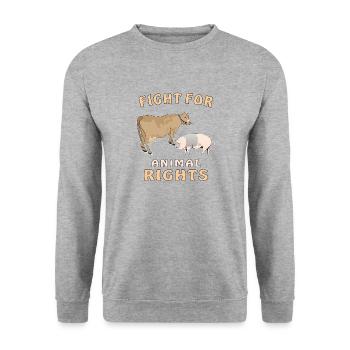 COW PIG FIGHT FOR ANIMALS RIGHTS - Unisex Sweatshirt - salt & pepper - Front - Alina (178cm) & Michal (187cm)
