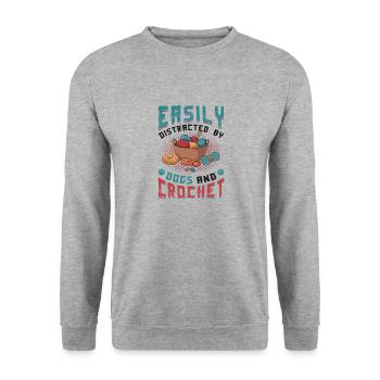 Facilement distrait par les chiens et le crochet. - Sweat-shirt Unisexe - gris chiné - Devant - Alina (178cm) & Michal (187cm)