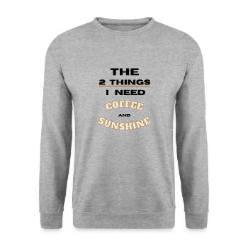 2 Dinge die ich brauche Kaffee und Sonnenschein - Unisex Pullover - Weißgrau meliert - Vorne - Alina (178cm) & Michal (187cm)