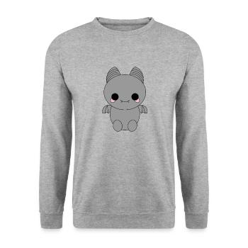 Cute Bat - Unisex Sweatshirt - salt & pepper - Front - Alina (178cm) & Michal (187cm)