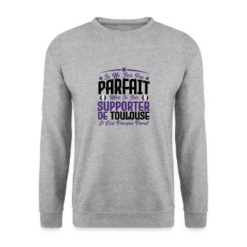 je ne suis pas parfait, supporteur de Toulouse. - Sweat-shirt Unisexe - gris chiné - Devant - Alina (178cm) & Michal (187cm)