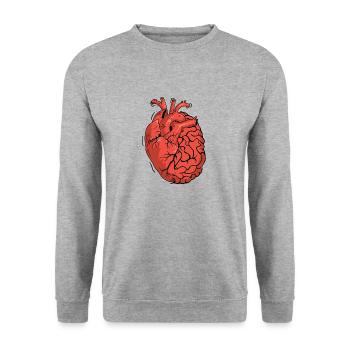 Moitié cerveau moitié cœur Anatomie des organes Science - Sweat-shirt Unisexe - gris chiné - Devant - Alina (178cm) & Michal (187cm)