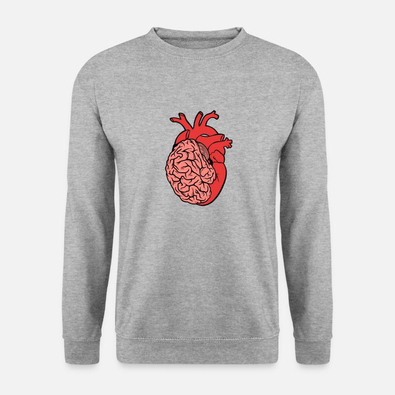 Halb Gehirn halb Herz Organ Anatomie Wissenschaft - Unisex Pullover - Weißgrau meliert