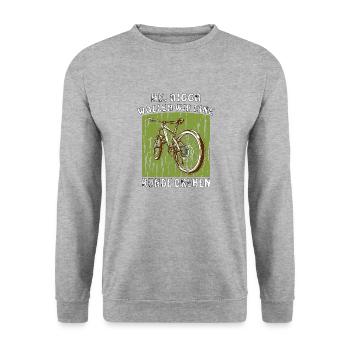 FAHRRAD HE DIGGA - Unisex Pullover - Weißgrau meliert - Vorne - Alina (178cm) & Michal (187cm)
