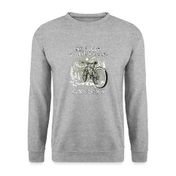 FAHRRAD HE DIGGA - Unisex Pullover - Weißgrau meliert - Vorne - Alina (178cm) & Michal (187cm)