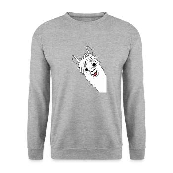 Lama Alpaca, Alpaca gifts, funny sayings - Unisex Sweatshirt - salt & pepper - Front - Alina (178cm) & Michal (187cm)
