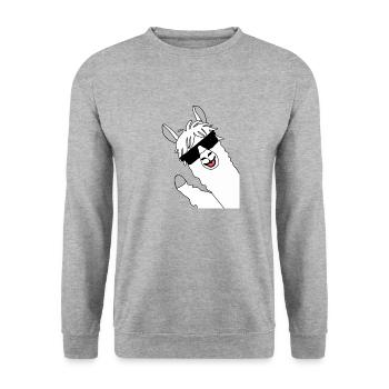 Lama Alpaka, Alpaca Geschenke, lustige Sprüche - Unisex Pullover - Weißgrau meliert - Vorne - Alina (178cm) & Michal (187cm)