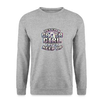 Ja, Ich Bin Ein Gamer-Mädchen. - Sweat-shirt Unisexe - gris chiné - Devant - Alina (178cm) & Michal (187cm)