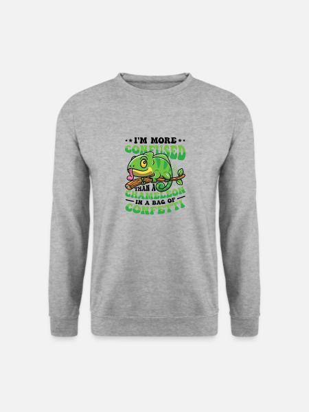 Verwirrter Als Ein Chamäleon. - Unisex Pullover - Weißgrau meliert