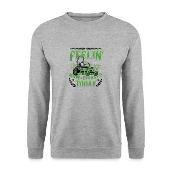 Feelin' Mow - Agent d’application de la pelouse motivé - Sweat-shirt Unisexe - gris chiné - Devant - Alina (178cm) & Michal (187cm)