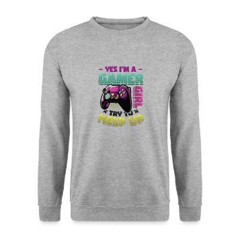 Yes, I'm a gamer girl. - Unisex Sweatshirt - salt & pepper - Front - Alina (178cm) & Michal (187cm)