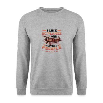 Ich Mag Rc-flugzeuge Und Vielleicht 3 Personen - Unisex Pullover - Weißgrau meliert - Vorne - Alina (178cm) & Michal (187cm)