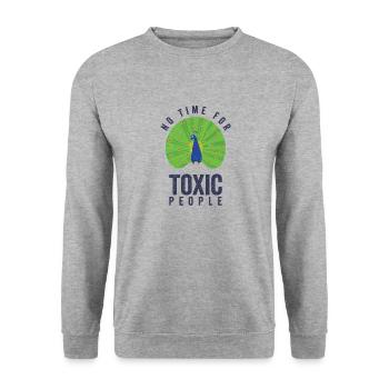 Pfau Positivität Pfau Fan Toxische Menschen Natur - Unisex Pullover - Weißgrau meliert - Vorne - Alina (178cm) & Michal (187cm)