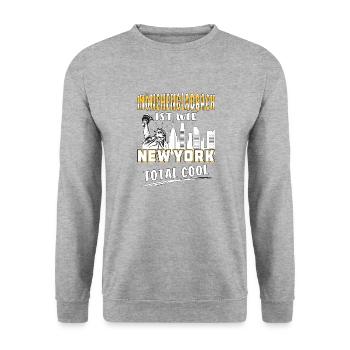 MÖNCHENGLADBACH IST WIE NEW YORK - Unisex Pullover - Weißgrau meliert - Vorne - Alina (178cm) & Michal (187cm)