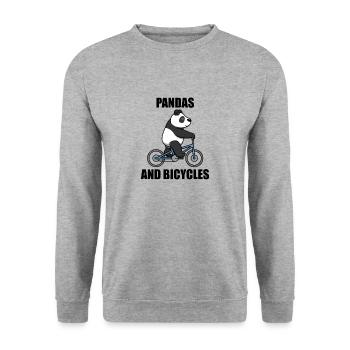 Bicycle and Panda Bears Wildlife Eucalyptus - Unisex Sweatshirt - salt & pepper - Front - Alina (178cm) & Michal (187cm)