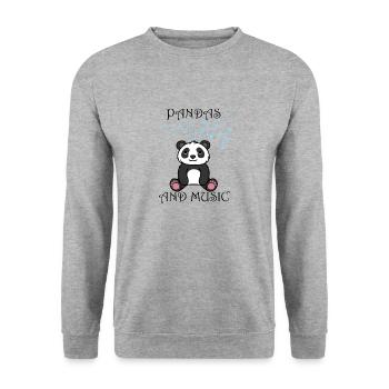 Pandas and Music Notes Clef Musician Funny Panda - Unisex Sweatshirt - salt & pepper - Front - Alina (178cm) & Michal (187cm)