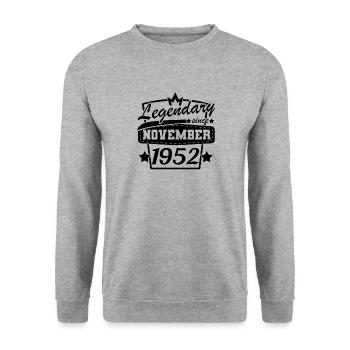 Legendär seit November 1952 Retro Sprüche - Unisex Pullover - Weißgrau meliert - Vorne - Alina (178cm) & Michal (187cm)