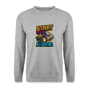 Démarrez votre mécanicien de moteur - Sweat-shirt Unisexe - gris chiné - Devant - Alina (178cm) & Michal (187cm)